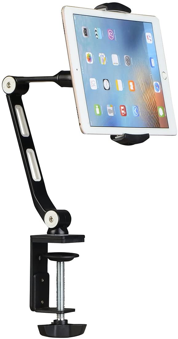 Soporte de escritorio o mesa con cuello Flexible 31 cm para tablet 7a 18,4  Pulg - Abrazadera tipo Prensa
