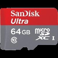 MEMORIA SANDISK 64GB MICRO SDXC ULTRA 100MB/S CLASE 10 FULL HD A1 C/ADAPTADOR