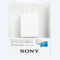 CARGADOR DE PARED SONY USB CON CABLE MICRO USB DE 50 CM DE LARGO, 2 PUERTOS DE SALIDA CC 5V 3.0 PARA CARGA RAPIDA.