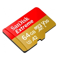 MEMORIA SANDISK EXTREME 64GB MICRO SDXC 160MB/S 4K CLASE 10 A2 V30 C/ADAPTADOR